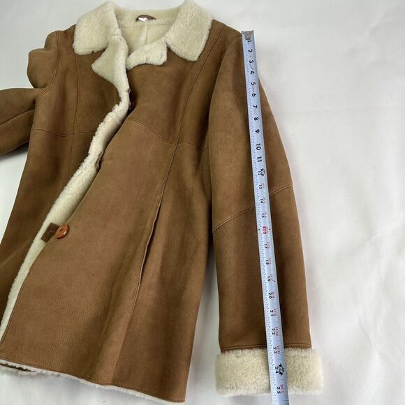 Vintage ASTON Shearling Suede Coat Womens 8 Lambskin Penny Lane Cabincore - Picture 9 of 16